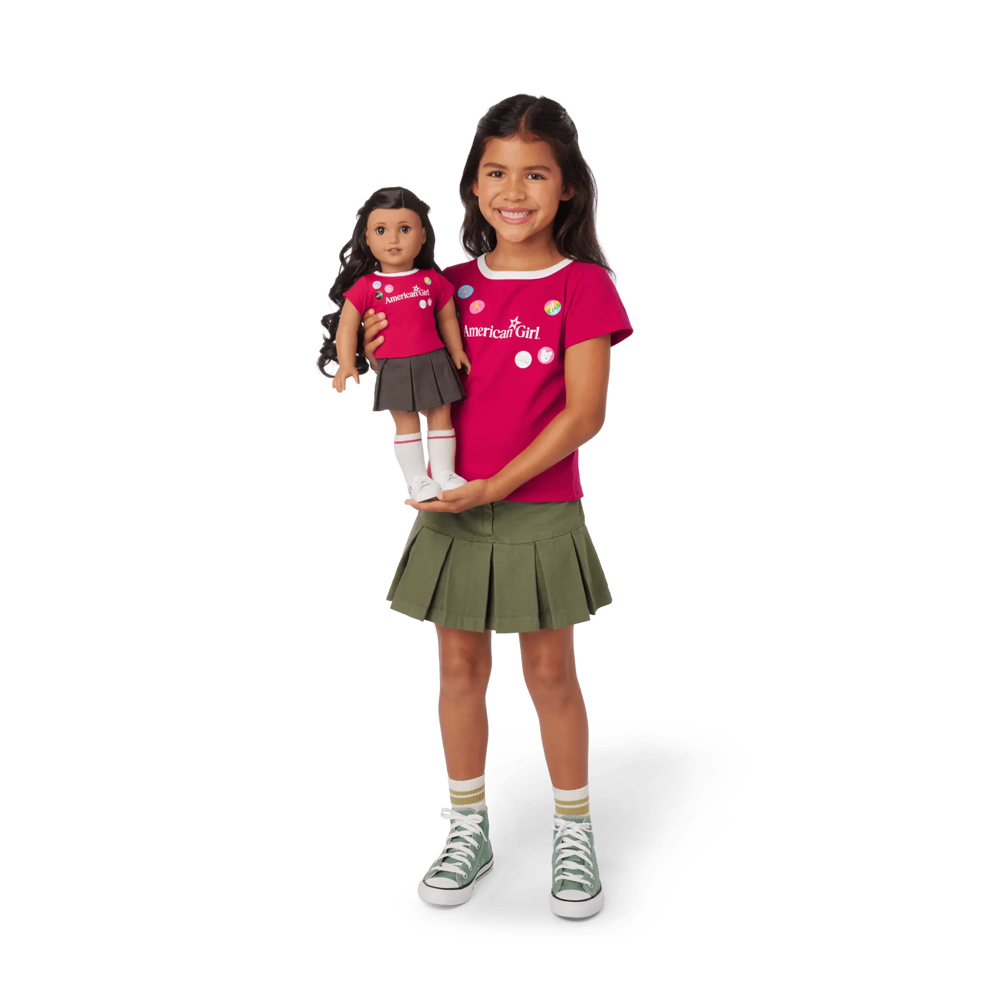 Matching Ag Grin Pins Ringer Tee Set For Girls & 18-Inch Dolls
